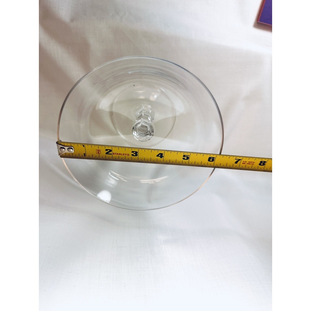 Val St Lambert Handblown Crystal Signed VSL Compote 6 1/4" Pedestal Bowl Dish - Picture 11 of 12